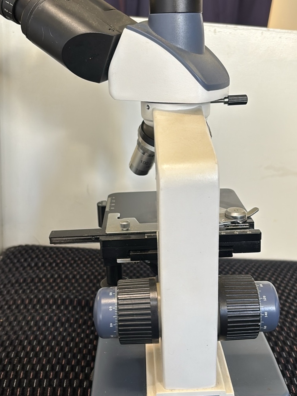 Lab-Grade Compound Microscope in White and Gray